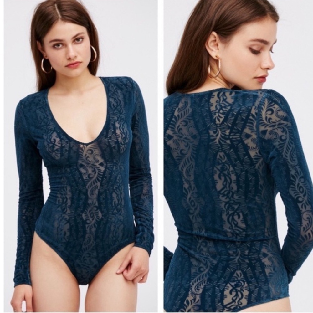 Free People On the Dance Floor Velvet Bodysuit